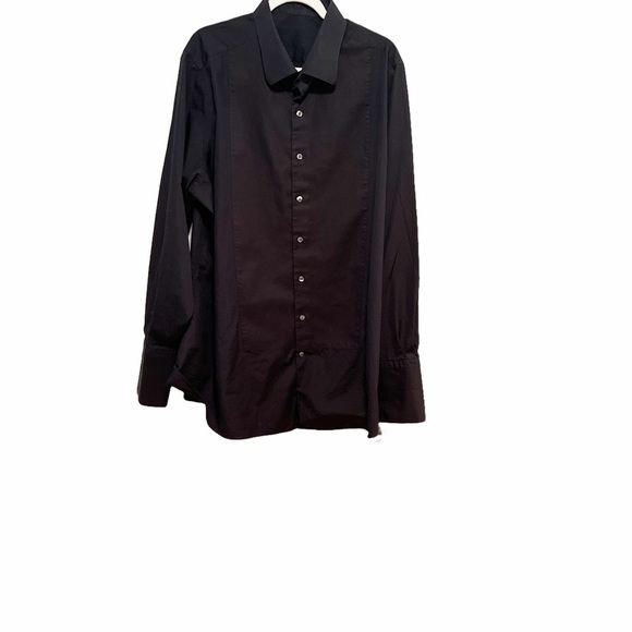 Two Custom tailored dress shirts, black & cream for the big and tall - Picture 1 of 6